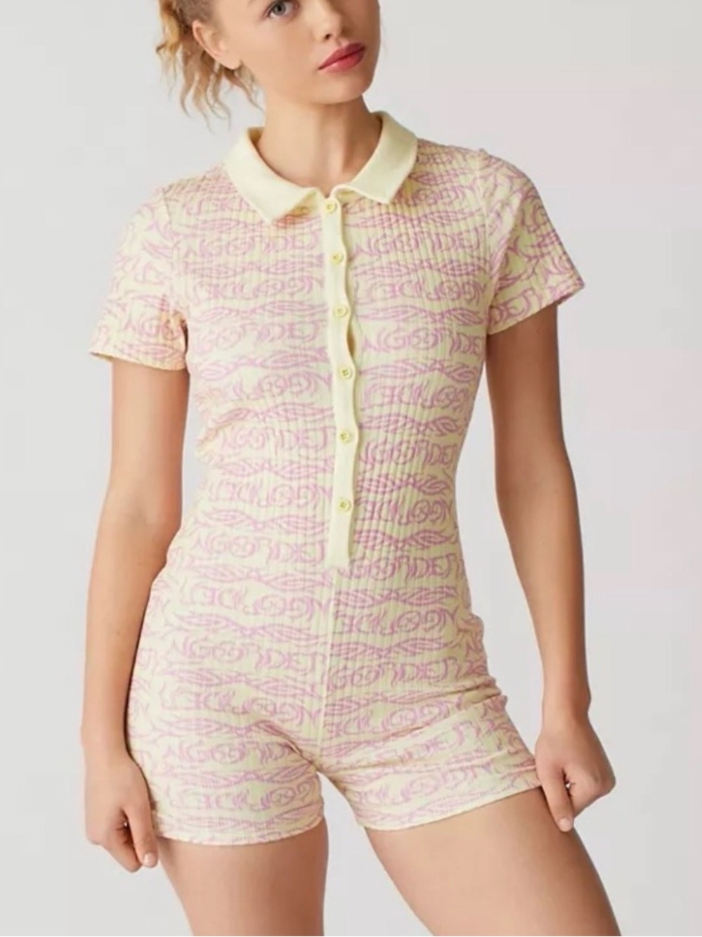 NGOrder New Girl Order Tribal Printed Ribbed Polo Neck Romper Size 8
